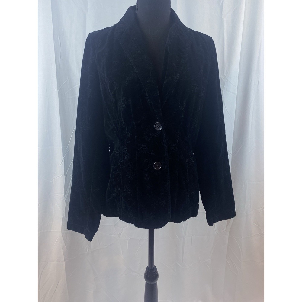 Eddie Bauer Black Velvet Embroidered Blazer Women's Size 6 - Picture 4 of 11